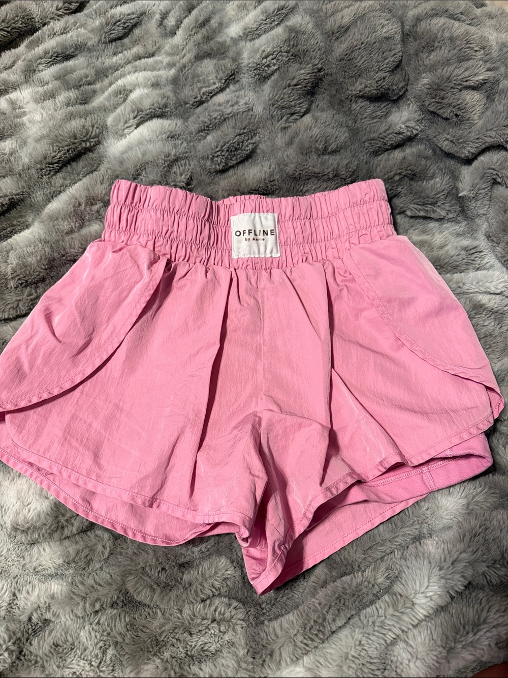 aerie Bubblegum Pink Smocked-Waist Athletic Shorts